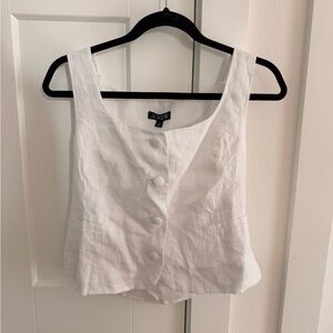 J. Crew Women's White Button-Down Linen Vest